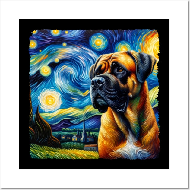 Starry Boerboel Dog Portrait - Pet Portrait Wall Art by starry_night